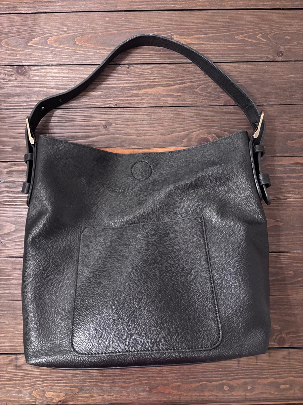 Joy Susan Black Vegan Leather Hobo Shoulder Bag